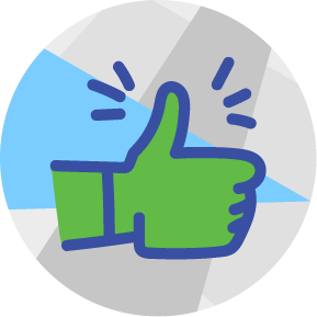 Circular icon depicting a hand giving a thumbs-up