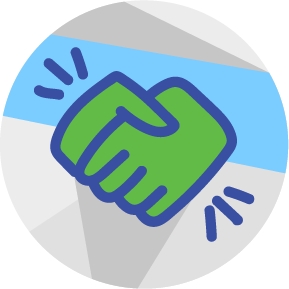 Circular icon depicting a handshake
