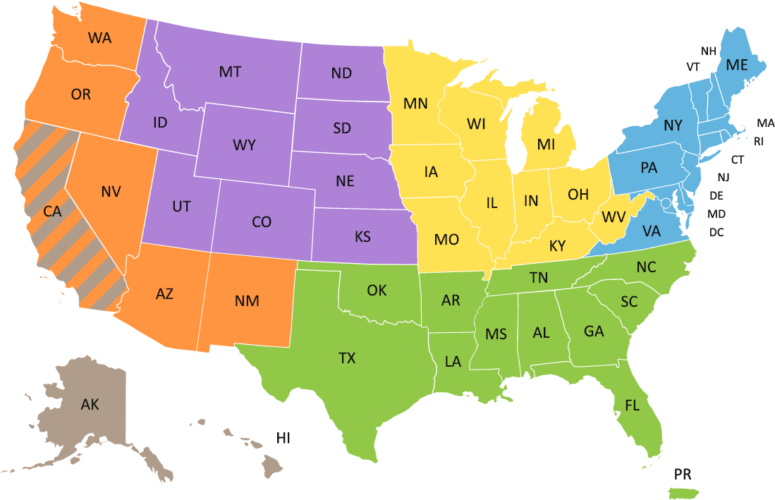 Map of the Link-Systems Higher Education Sales Regions. To get in contact with your representative, visit the Link-Systems Help Center.